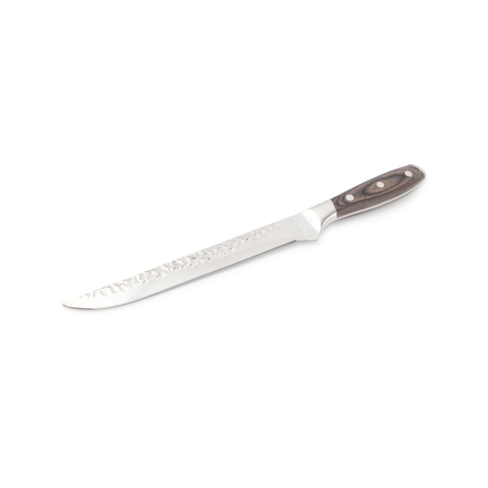 Ένα μαχαίρι φιλεταρίσματος με σφυρήλατη επιφάνεια και ξύλινη λαβή