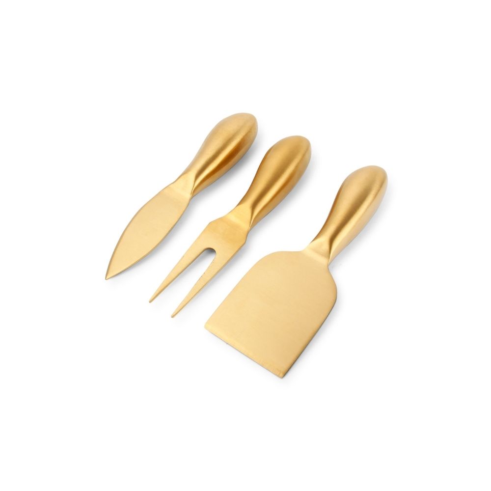 Τρία μεταλλικά μαχαίρια τυριού χρυσά
