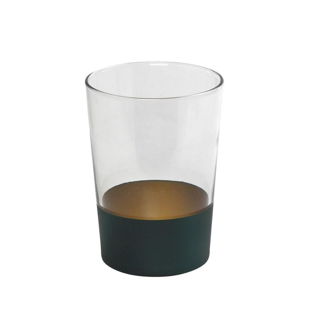 Ένα μεγάλο ποτήρι γενικής χρήσης σε πράσινο ματ χρώμα στο εξωτερικό του και χρυσό στο εσωτερικό του
