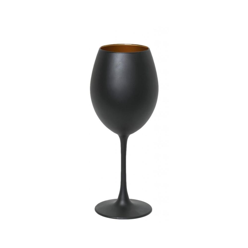 Ένα μεγάλο ποτήρι κρασιού σε μαύρο ματ χρώμα στο εξωτερικό του και χρυσό στο εσωτερικό του
