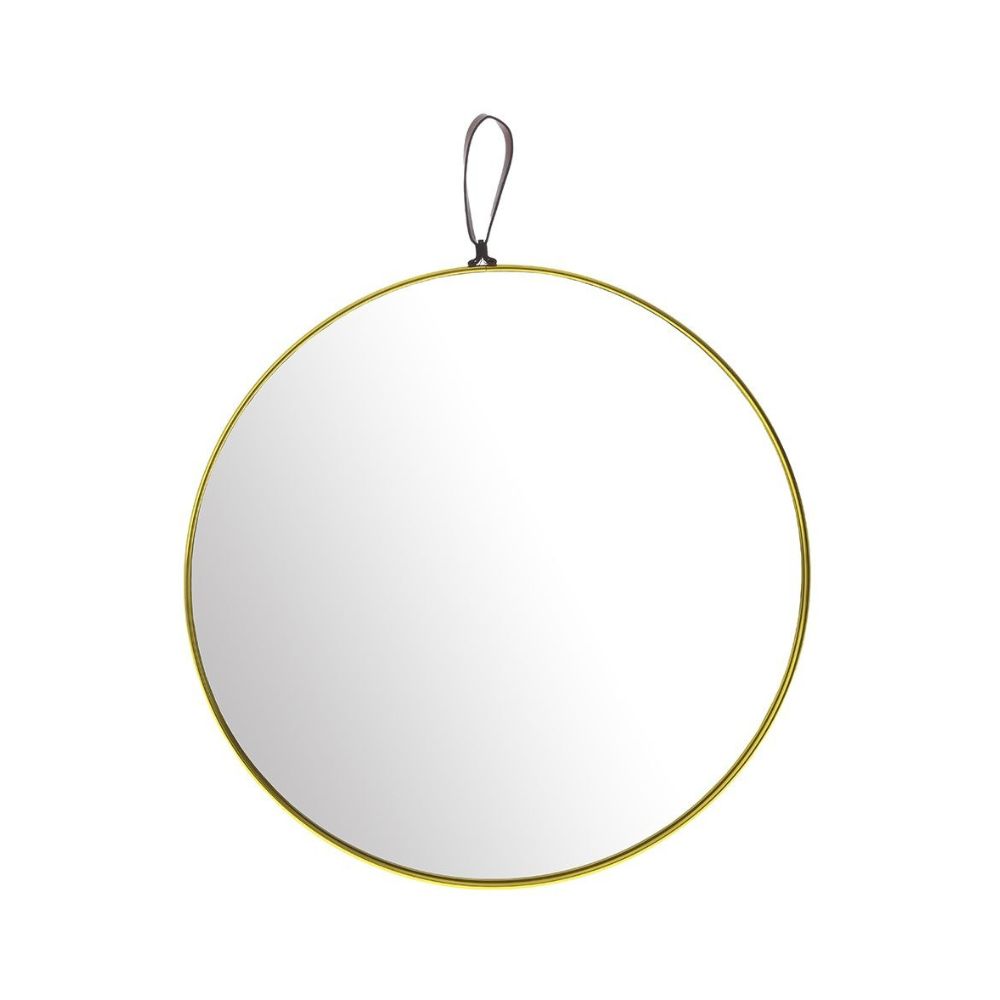 Ένας στρόγγυλος μεταλλικός καθρέπτης σε χρυσό χρώμα Φ40