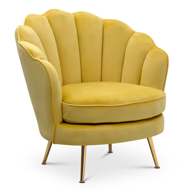 Πολυθρόνα Juliana Megapap βελούδινη χρώμα κίτρινο 81x72x80εκ.