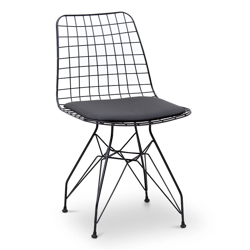 Καρέκλα τραπεζαρίας Pratt Megapap Pu/μέταλλο χρώμα μαύρο 43x46x79εκ.