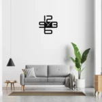 Μεταλλικό ρολόι τοίχου 50x50 cm σε σαλόνι με minimal αισθητική