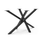 Στρογγυλό τραπέζι τραπεζαρίας με μεταλλική βάση τύπου Χ σε μαύρο ματ