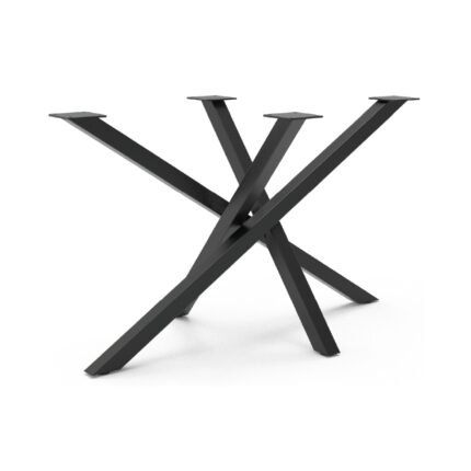 Στρογγυλό τραπέζι τραπεζαρίας με μεταλλική βάση τύπου Χ σε μαύρο ματ