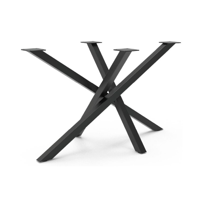 Στρογγυλό τραπέζι τραπεζαρίας με μεταλλική βάση τύπου Χ σε μαύρο ματ