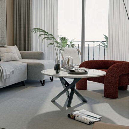 Μεταλλική βάση τραπεζιού τύπου Χ Ø55x43 cm σε μαύρο ματ με ρεγουλατόρους