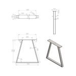 Τεχνικό σχέδιο μεταλλικών ποδιών τραπεζιού με διαστάσεις 70x71 cm