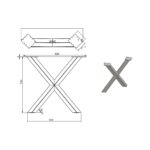 Τεχνικό σχέδιο ποδιών τραπεζιού τύπου Χ 82,6x73,0 cm