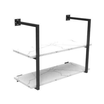 Βάση ραφιών τοίχου σε μαύρο ματ με επιφάνειες τύπου μάρμαρο