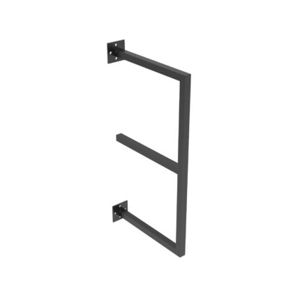 Μαύρη μεταλλική βάση ραφιών δύο επιπέδων για τοίχο – Προοπτική φωτογραφία