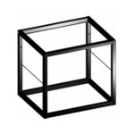 Ένα μαύρο μεταλλικό πλαίσιο ραφιών