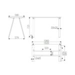 Τεχνικό σχέδιο μεταλλικής βάσης τραπεζιού με διαστάσεις 106x58x72,5 cm