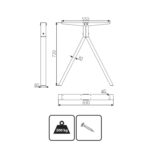 Τεχνικό σχέδιο μεταλλικού ποδιού τραπεζιού τύπου Λ με διαστάσεις 72x55 cm σε μαύρο ματ