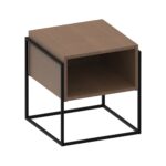 Βάση κομοδίνου με μεταλλικό σκελετό και ξύλινη επιφάνεια σε φυσικό χρώμα