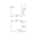 Τεχνικές διαστάσεις μεταλλικής βάσης κομοδίνου 48x48x48εκ