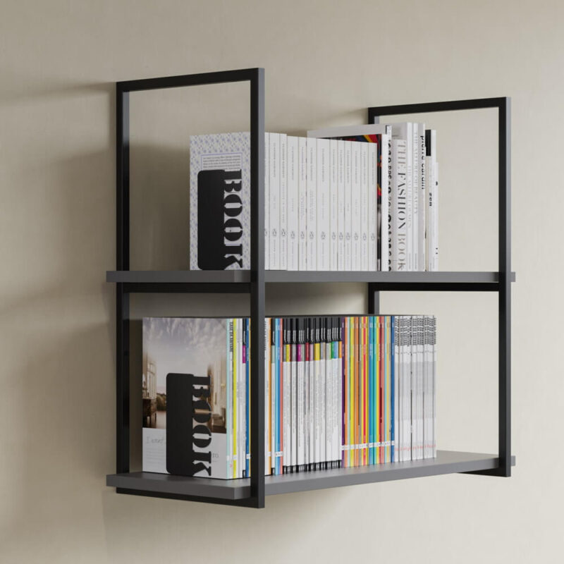 Βιβλιοστάτης μαύρος μεταλλικός book σε βιβλιοθήκη