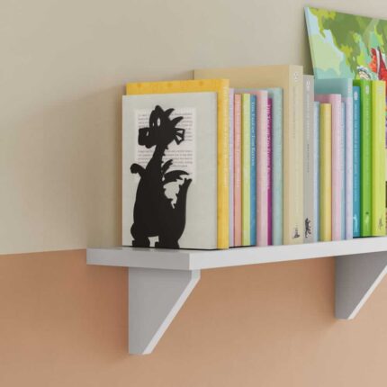 Βιβλιοστάτης μαύρος μεταλλικός δράκος σε βιβλιοθήκη