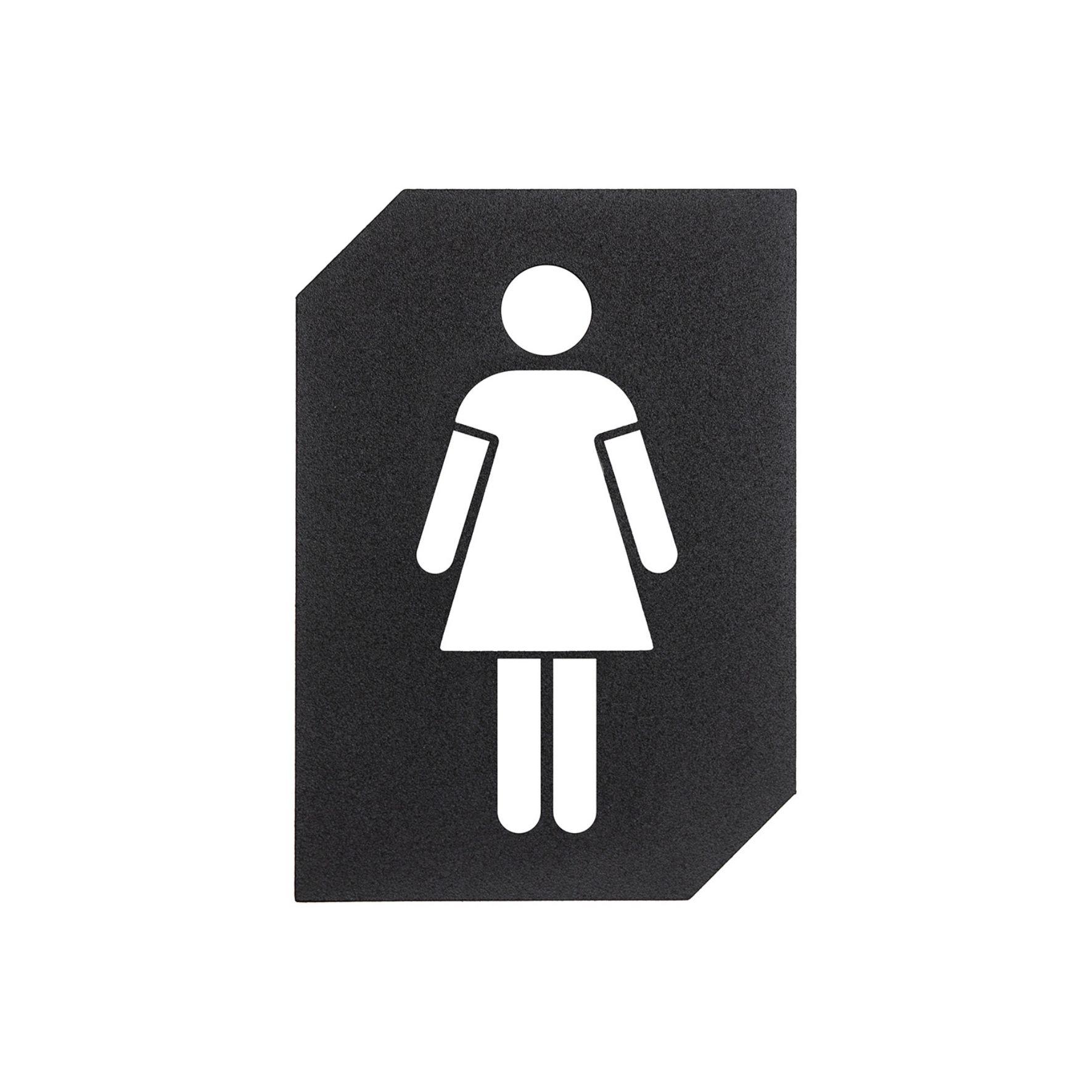 a700woman Μία μεταλλική μαύρη διάτρητη ένδειξη WC με φιγούρα μία γυναίκα