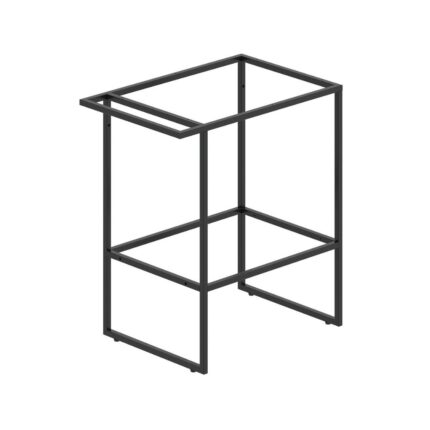 Ένας μαύρος μεταλλικός σκελετός για έπιπλο νεροχύτη με θέση για πετσέτα