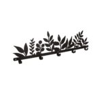 Μία μαύρη μεταλλική κρεμάστρα 5 θέσεων με σχέδιο αγριόχορτα