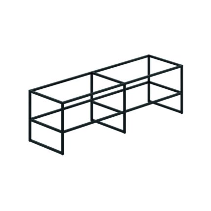 Ένας μαύρος μεταλλικός σκελετός επίπλου τηλεόρασης