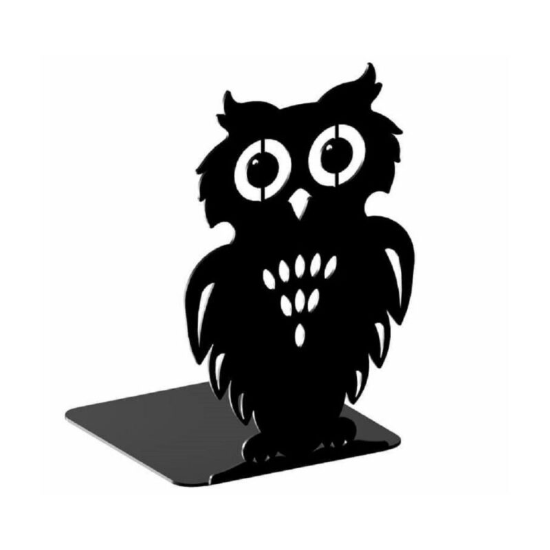 Βιβλιοστάτης μαύρος μεταλλικός σε σχήμα κουκουβάγια