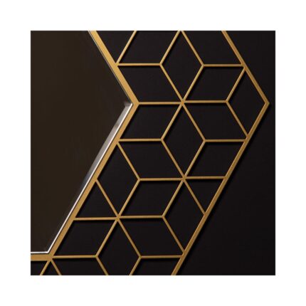 Ένας μεταλλικός γεωμετρικός χρυσός καθρέπτης σε μεγέθυνση