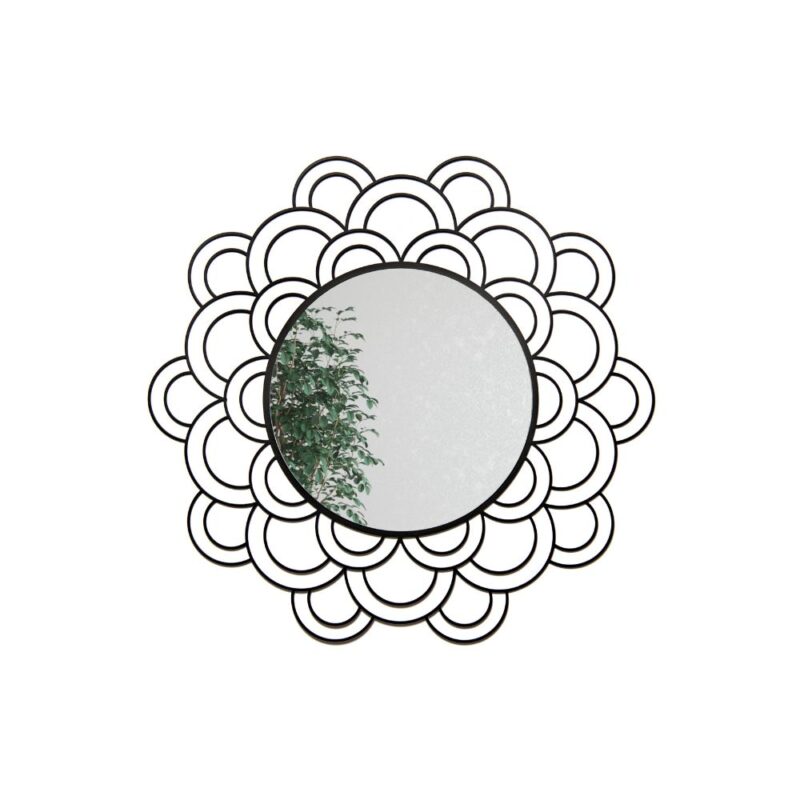 Ένας μεταλλικός μαύρος καθρέπτης σε λευκό φόντο