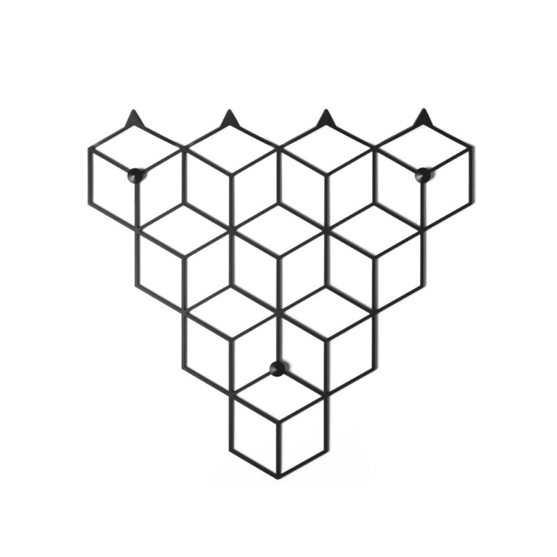 Μία κρεμάστρα με κοπή λέιζερ γεωμετρική μαύρη τετραπλή