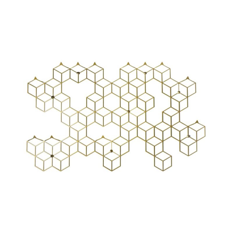 Μία κρεμάστρα με κοπή λέιζερ γεωμετρική χρυσή με πολλές θέσεις για ρούχα