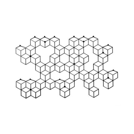 Μία κρεμάστρα με κοπή λέιζερ γεωμετρική μαύρη με πολλές θέσεις για ρούχα