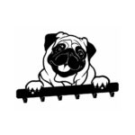 Μία μαύρη μεταλλική κρεμάστρα έξι θέσεων σε σχήμα σκύλου