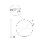 Το γραμμικό σχέδιο από ένα μεταλλικό πλαίσιο για καθρέφτη στρόγγυλο σε μαύρο χρώμα