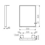 Το γραμμικό σχέδιο με τις διαστάσεις από ένα μαύρο μεταλλικό πόδι για πάγκο κουζίνας