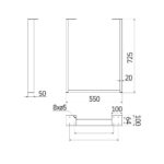 Το γραμμικό σχέδιο από ένα μεταλλικό λευκό πόδι τραπεζιού τετραγωνισμένο