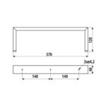 Το γραμμικό σχέδιο και το διαστασολόγιο από ένα μαύρο μεταλλικό πόδι επίπλου 37x4x12 από ανοξείδωτο χάλυβα