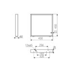 Ένα γραμμικό σχέδιο με τις διαστάσεις από ένα τετράγωνο πόδι για βοηθητικό τραπεζάκι