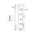 Το γραμμικό σχέδιο από ένα μαύρο μεταλλικό σύστημα κατασκευής ραφιών