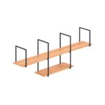 Ένα σύστημα στήριξης ραφιών μεταλλικό μαύρο με ξύλα