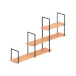 Ένα σύστημα στήριξης ραφιών μεταλλικό μαύρο με ξύλα