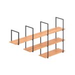 Ένα σύστημα στήριξης ραφιών μεταλλικό μαύρο με ξύλα
