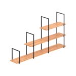 Ένα σύστημα στήριξης ραφιών μεταλλικό μαύρο με ξύλα