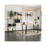 Ένα σύστημα στήριξης ραφιών μεταλλικό μαύρο σε λευκό επαγγελματικό χώρο