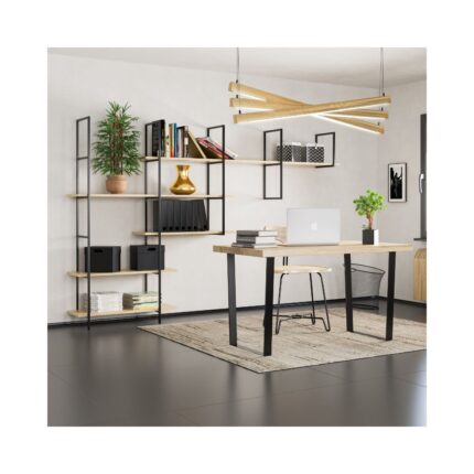 Ένα σύστημα στήριξης ραφιών μεταλλικό μαύρο σε λευκό επαγγελματικό χώρο