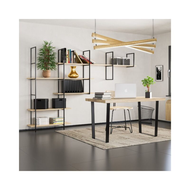 Ένα σύστημα στήριξης ραφιών μεταλλικό μαύρο σε λευκό επαγγελματικό χώρο