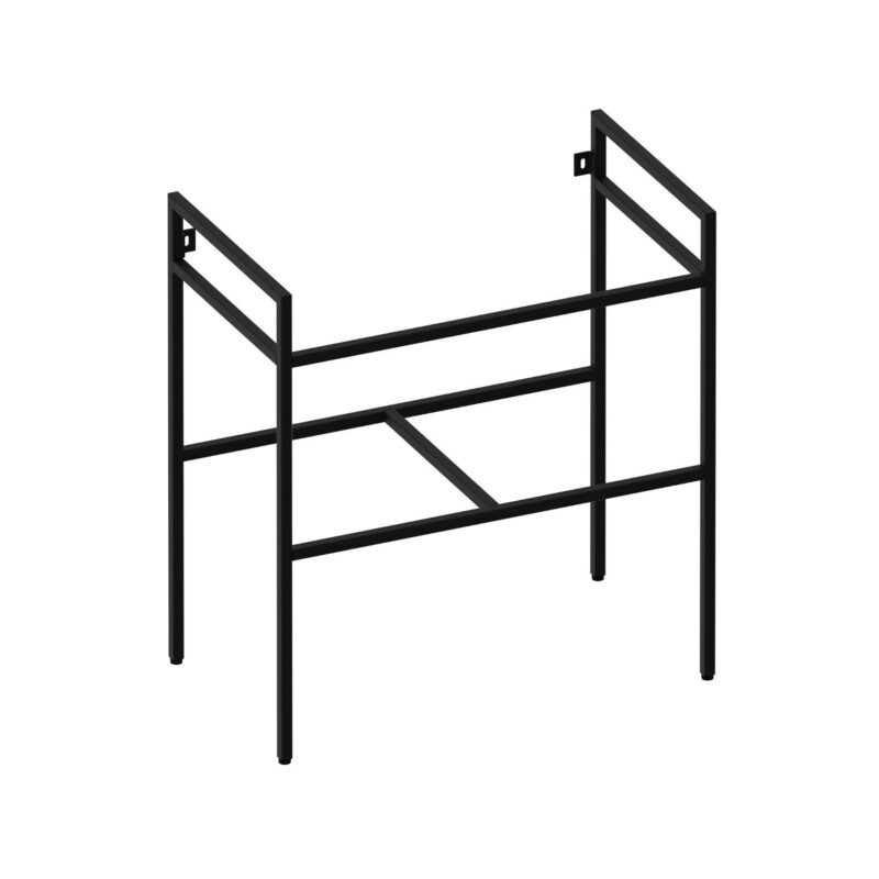 Μία μικρή επιδαπέδια μεταλλική μαύρη βάση για έπιπλο νιπτήρα