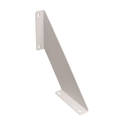 Μία μεταλλική βάση στήριξης ραφιού λευκή φωτογραφισμένη σε λευκό φόντο